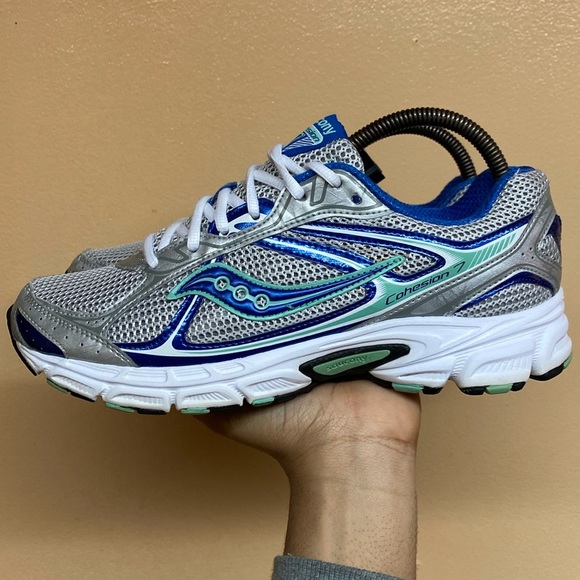 Saucony Cohesion 7 Running Sneakers “Gray Royal Blue Mint Green White Black” - Picture 3 of 16